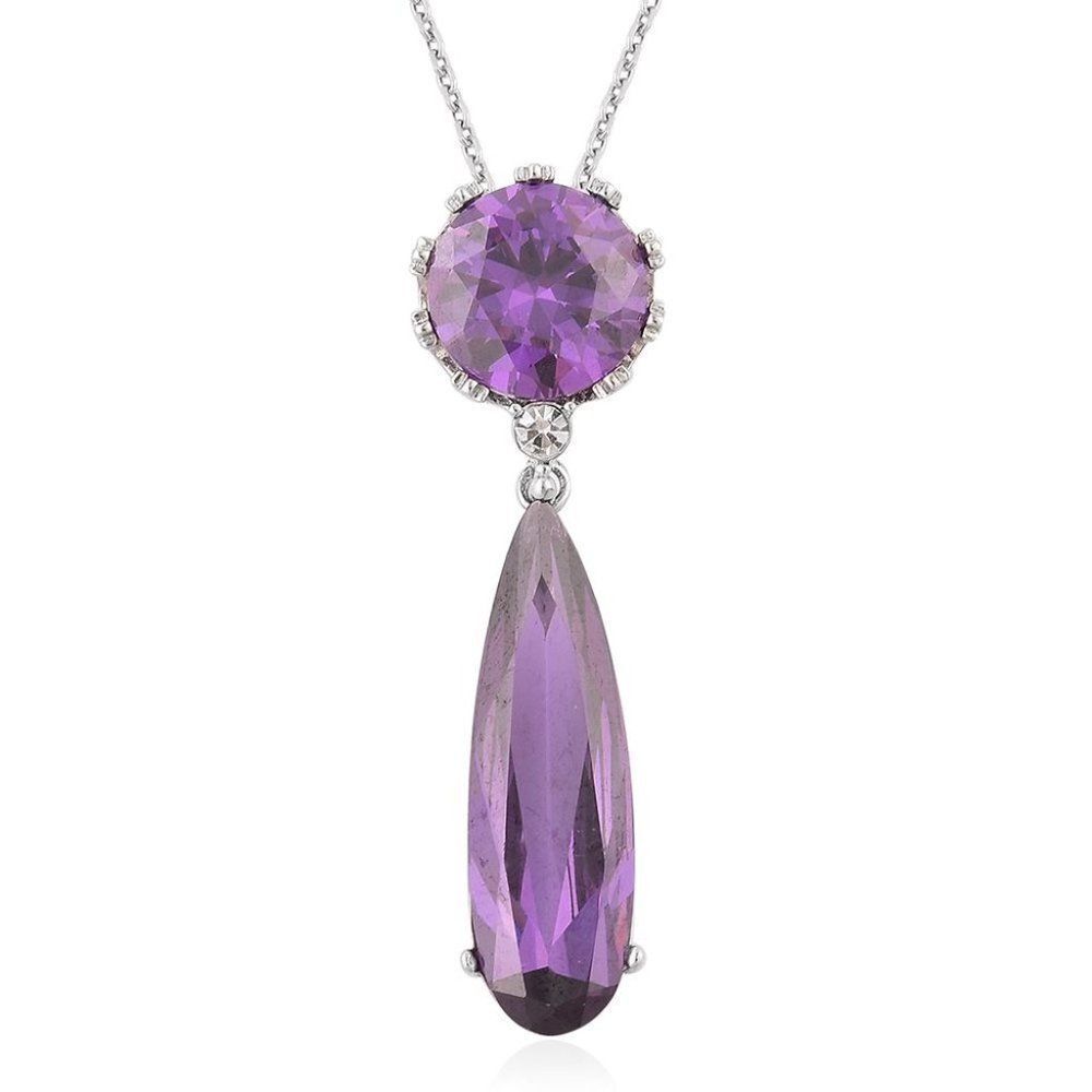 Simulated Purple and White Diamond Pendant (24 in)